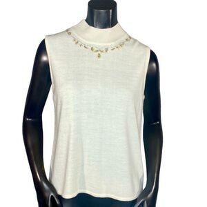 Designer Originals Sleeveless Blouse Embroidered Detail Women's Size PM